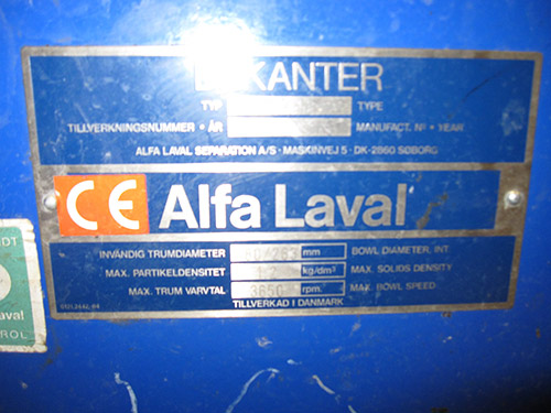 Dekanter Centrifuge Alfa-Laval Aldec 556